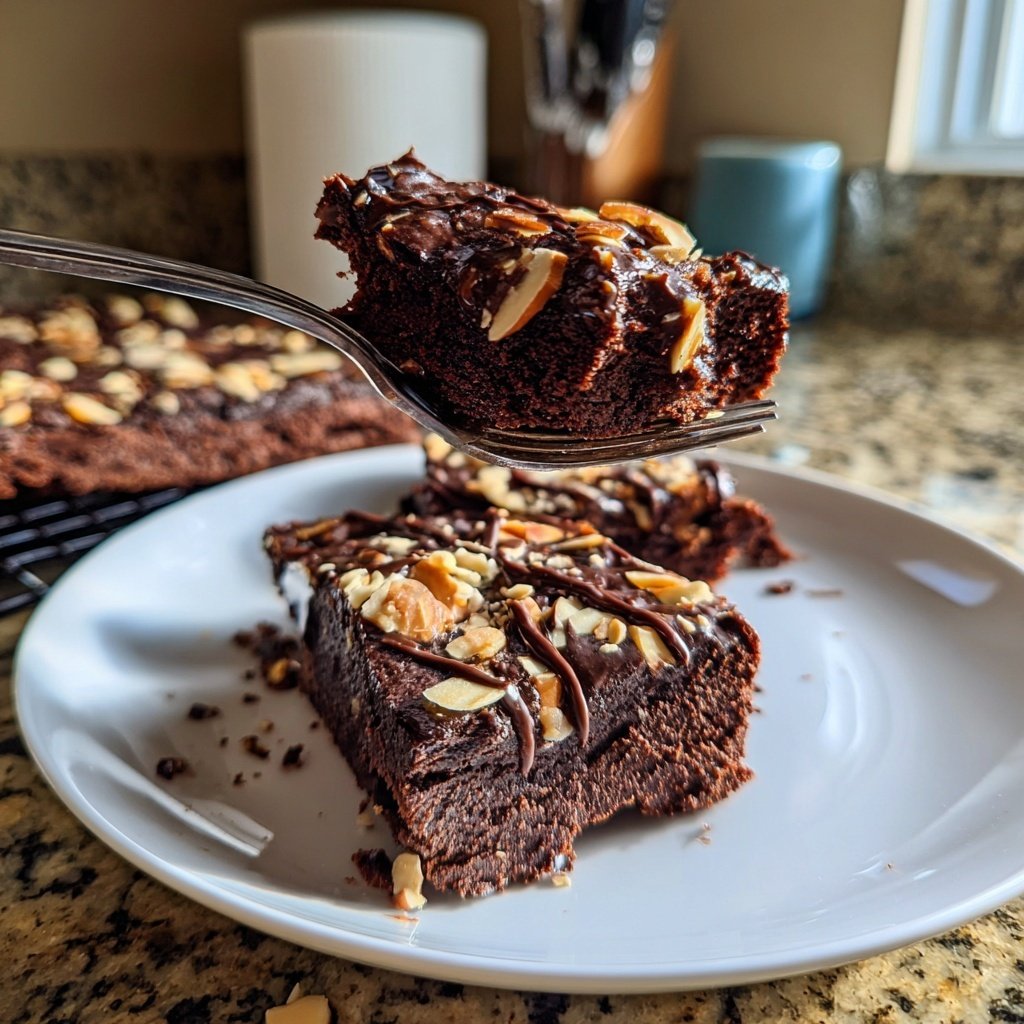Cottage Cheese Brownies with Chopped Almonds