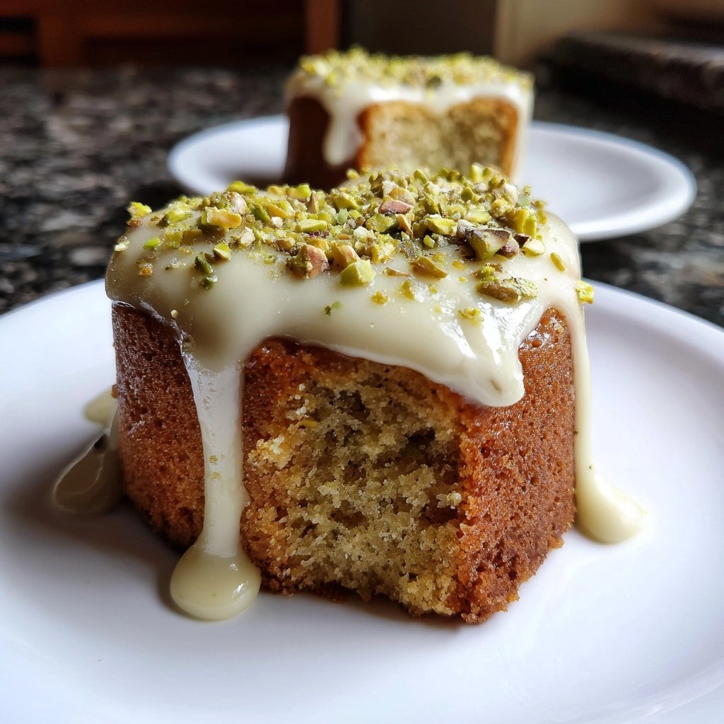 Mini Heart Cake with Pistachio Vanilla Frosting