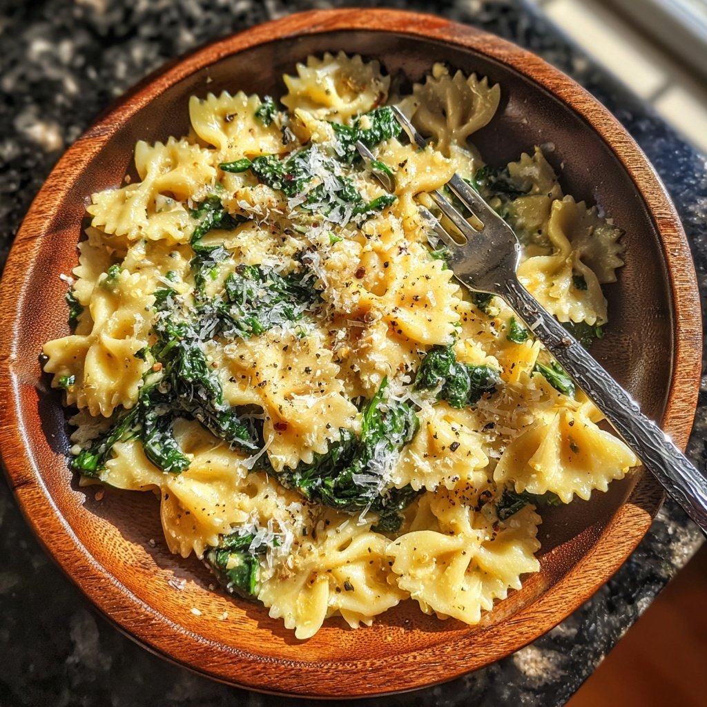 Creamy Bow Tie Pasta With Spinach And Parmesan