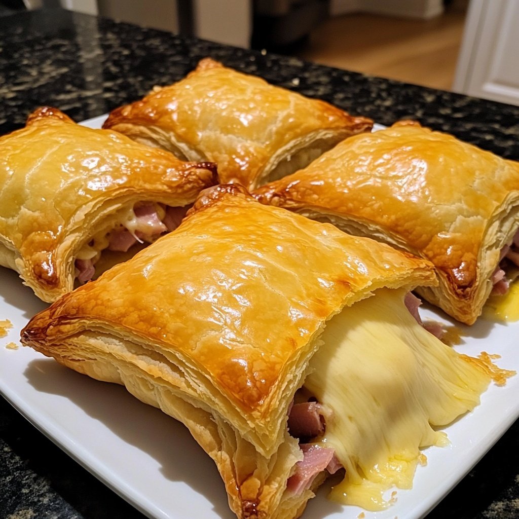 Ham and Cheese Puff Pastry Pockets