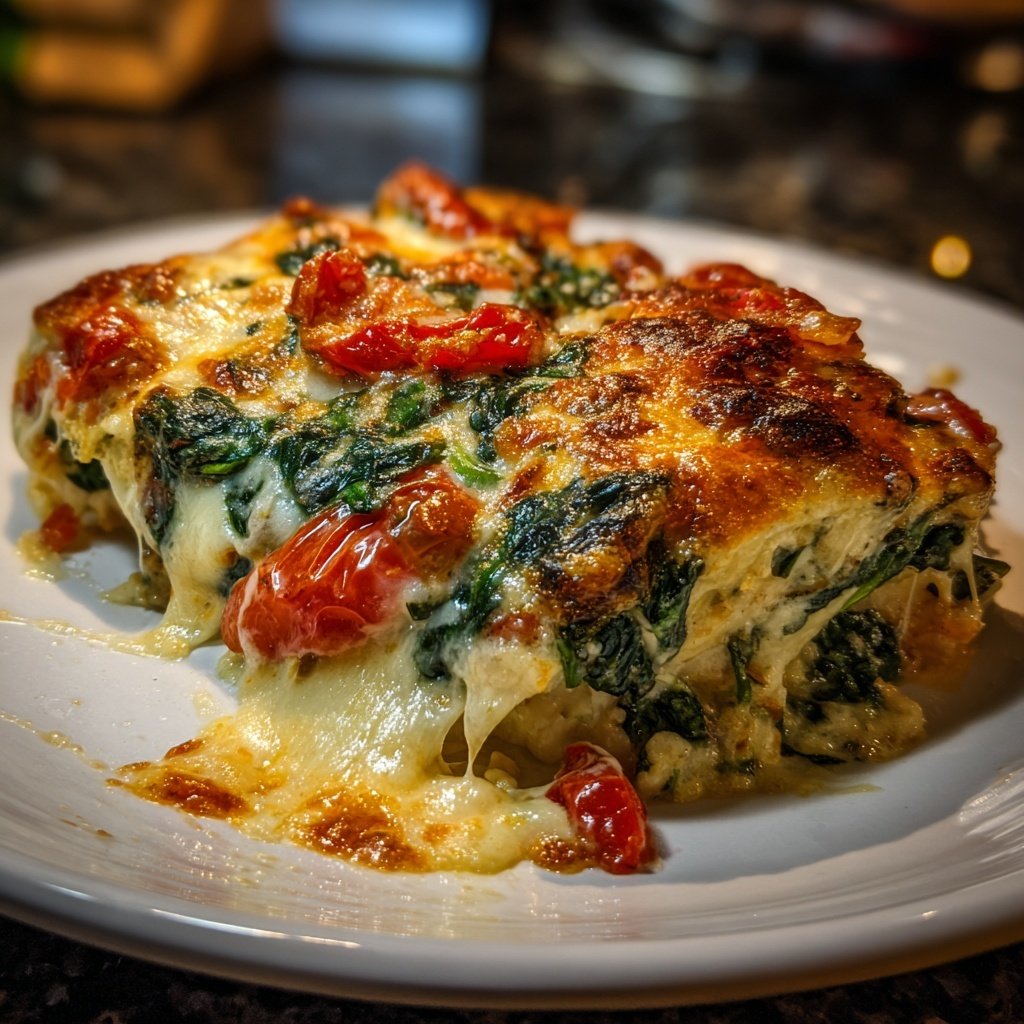 Sunday Creamy Spinach Tomato Bake