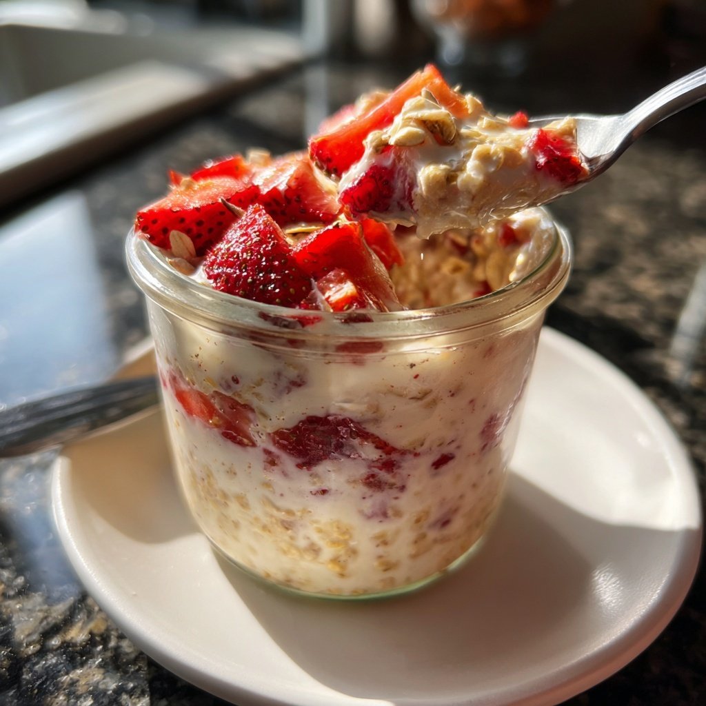 Overnight Oats With Strawberries And Yogurt