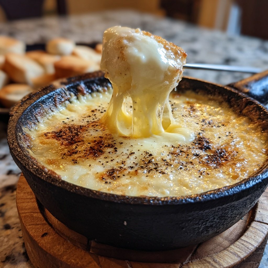 Fondue with Swiss Cheese and White Pepper